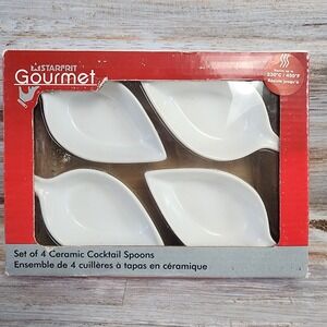 Starfrit Gourmet Set of 4 Ceramic Cocktail Spoons White Tapas Appetizer Spoons